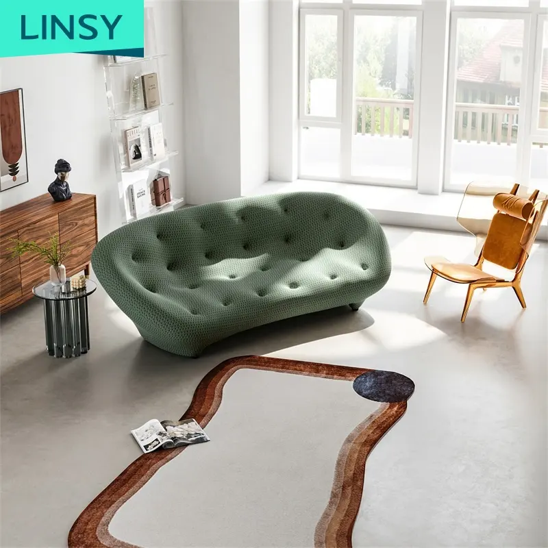 Linsy Set Sofa desain cangkang Italia, perabotan Sofa kain tekstil Tbs021 mewah Modern Tbs021