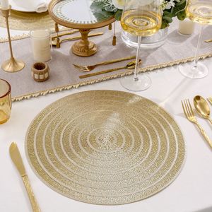 Esteira de tabela em relevo de ouro circular multi-anel, Esteira de tabela impermeável do Pvc da cozinha do agregado familiar, Esteira decorativa do hotel e do restaurante