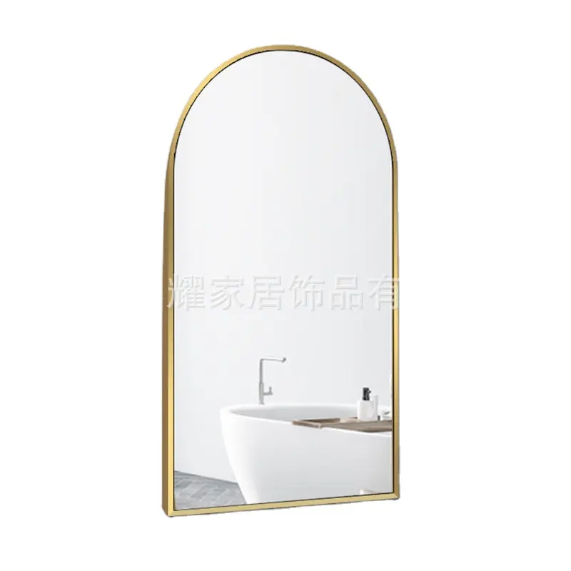 FM02 Personalizado Grande Vintage Arco do Ouro Metal Comprimento total longo Vestir parede inclinada grande Piso Espelho espejo spiegel miroir