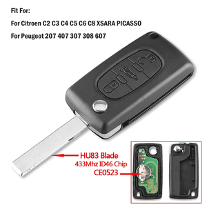 เคสกุญแจรีโมท3ปุ่มสำหรับเปอโยต์207 307 607ซีตรอง C2 433MHz รีโมตคีย์ fob ID46 (PCF7941) - Product Image 3