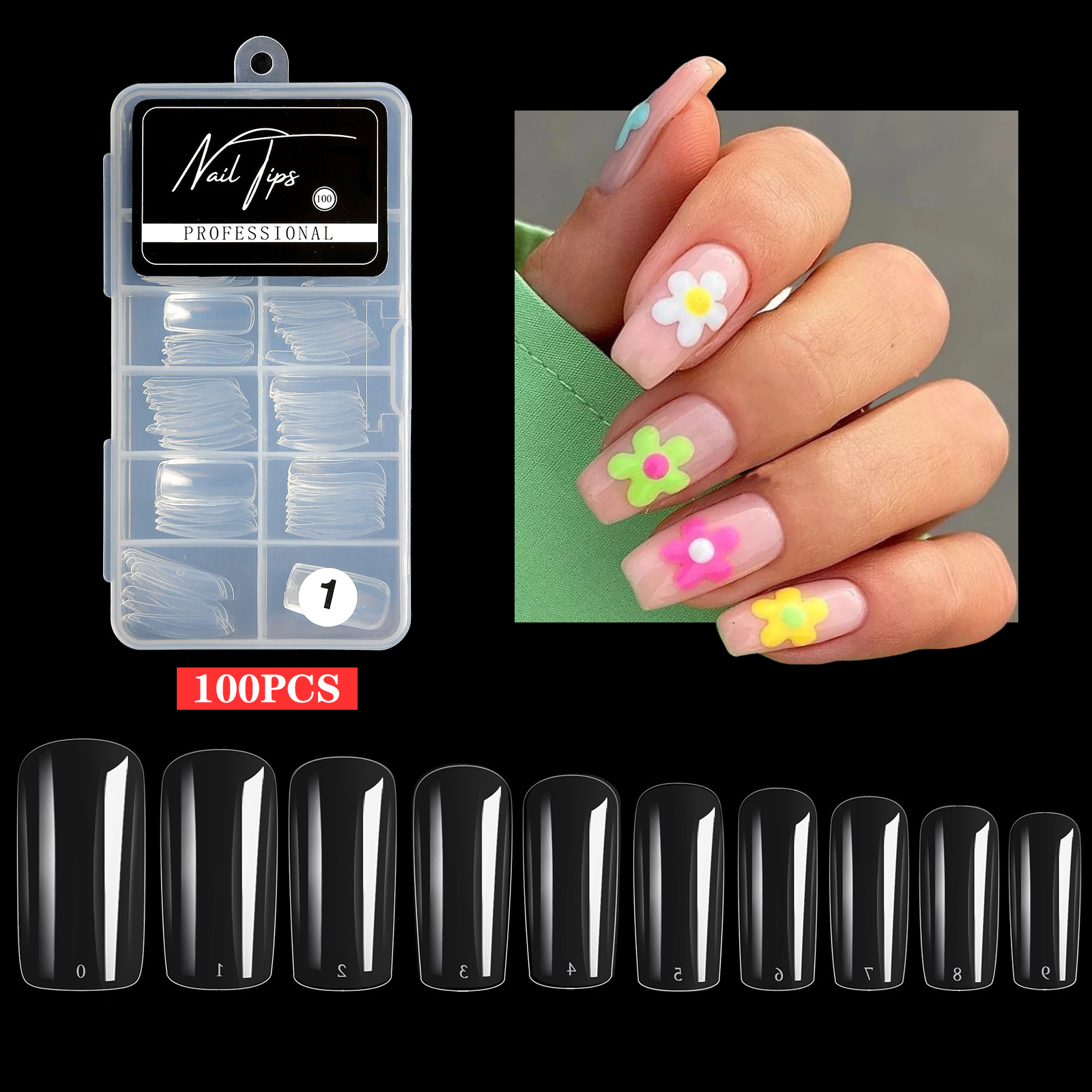 Full paste transparent 100pcs non-marking nail