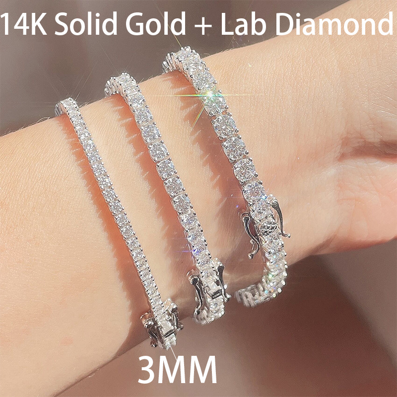 3MM 14k solid gold+lab diamond