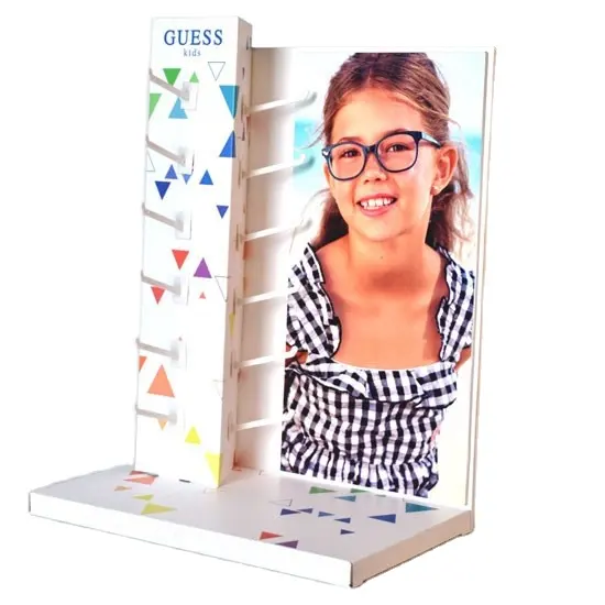 Espositore per occhiali da banco in cartone ondulato laminato personalizzato espositore per occhiali da sole gancio espositore per negozio di occhiali a basso prezzo