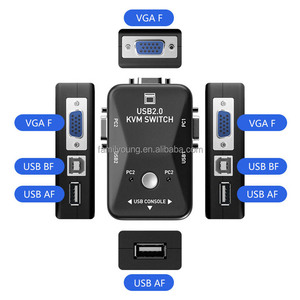 USB <strong>KVM</strong> <strong>Switch</strong> 2 Port VGA <strong>Switch</strong> Box 2 in <strong>1</strong> Out USB 2.0 <strong>KVM</strong> Mouse Keyboard Switcher HD 1080P VGA Splitter Box Sharing <strong>Switch</strong>