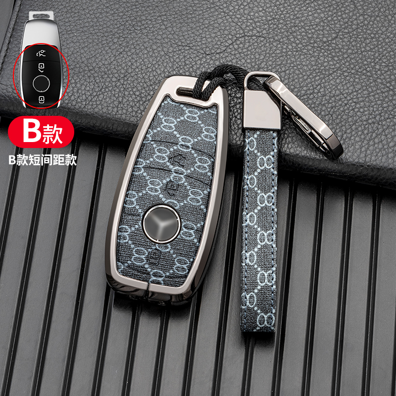 B 3btns gunmetal & pattern + porte-clés