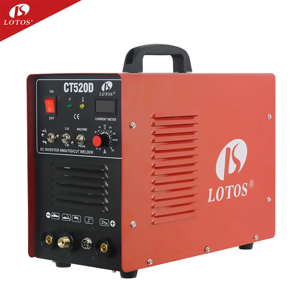 O Lotos CT520D monofásica 220V 3in1 200amp Tig/Vara/corte automático portátil pulso argônio soldagem a arco máquina