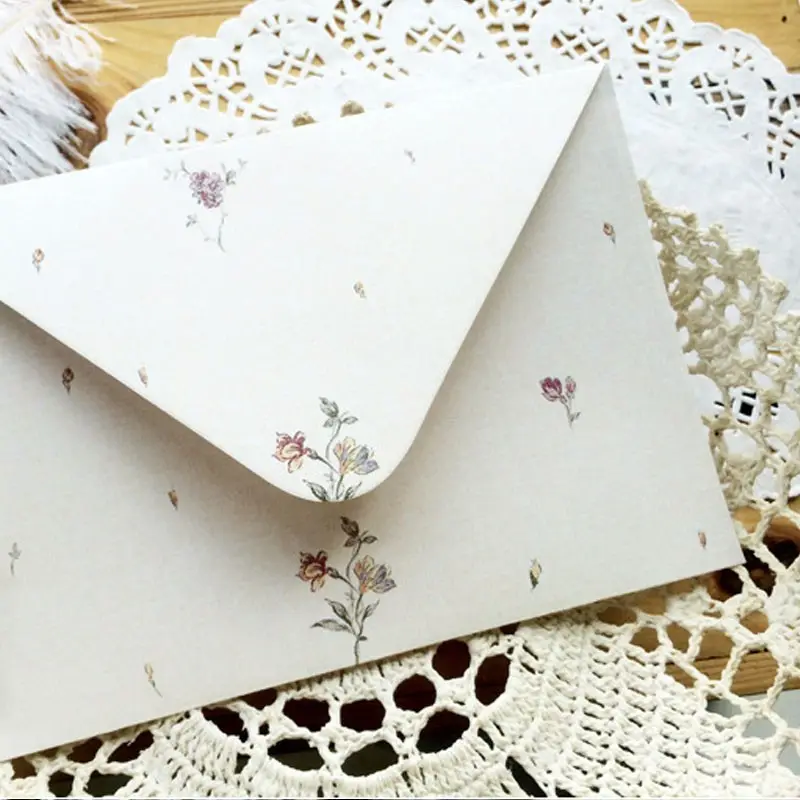 160X110มม.Retro Letter Elegant สารภาพยุโรป Pastoral ดอกไม้การ์ดอวยพรวันเกิดของขวัญกล่อง Deco เครื่องเขียนซองจดหมาย