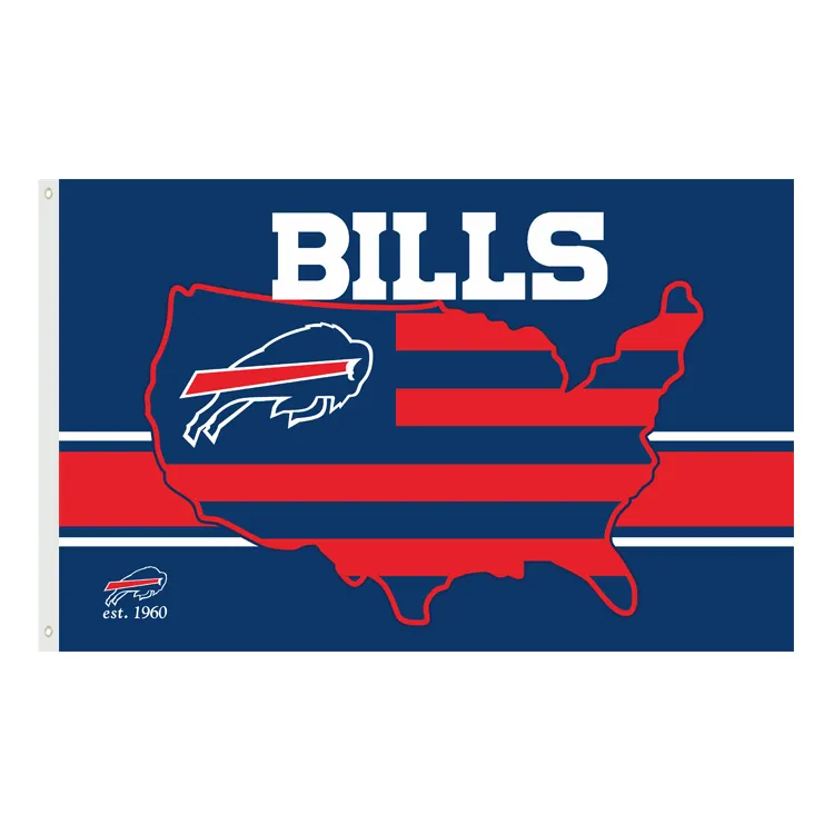 משלוח מהיר פוליאסטר 3 * 5FT Custom NFL מועדון באפלו בילס צוות דגלי