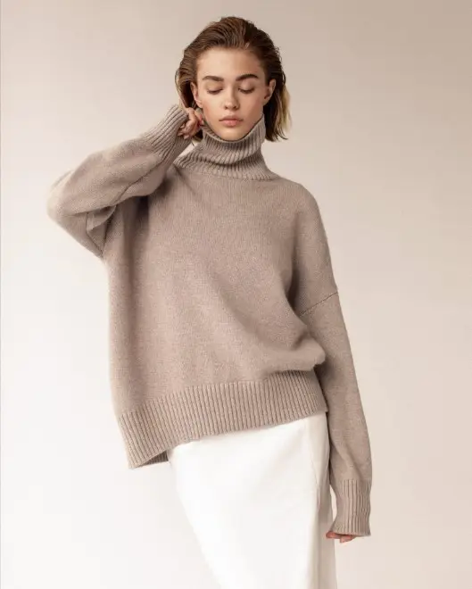 Maglieria da donna maglione a collo alto da donna Pullover maglione invernale lavorato a maglia personalizzato con collo alto