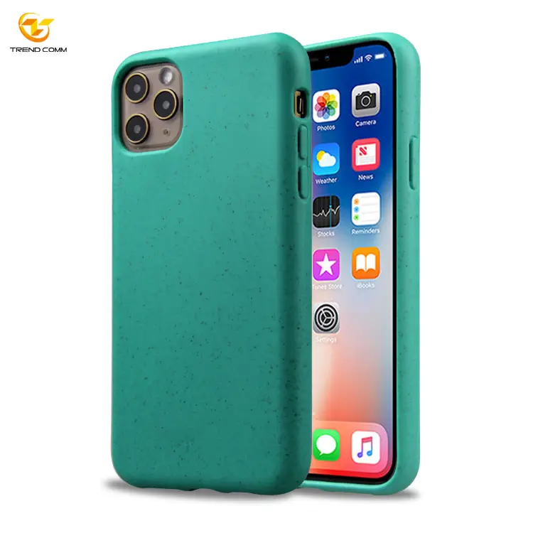 Funda de teléfono para iPhone 11 Pro Max de silicona Biodegradable de paja de trigo