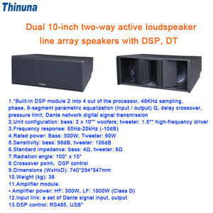 Thinuna Dual 10 pollici altoparlanti Dante Active Line Array a due vie per la festa di nozze modulo amplificatore DSP classe D attivo integrato - Product Image 4