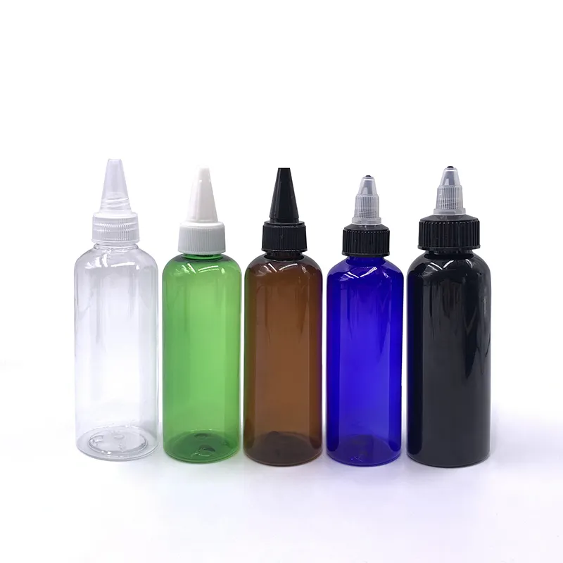 Leere 60ml 100ml 150ml durchsichtige Plastik-Haaröl-Quetschapplikator-Verpackungs flasche mit gedrehter Abgabe kappe