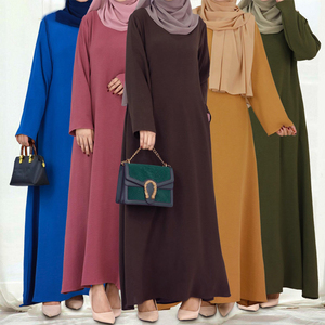 ชุดเดรสมุสลิมอาบายาเรียบง่ายมีกระเป๋าใส่เสื้อผ้ามุสลิม16สี S-2XL ดูไบ - Product Image 4