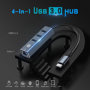 VCOM 4 in 1 USB C Hub 3.0USB lega di alluminio 5gbps RJ45 1000Mbps adattatore di rete per Computer dati Ethernet - Product Image 5