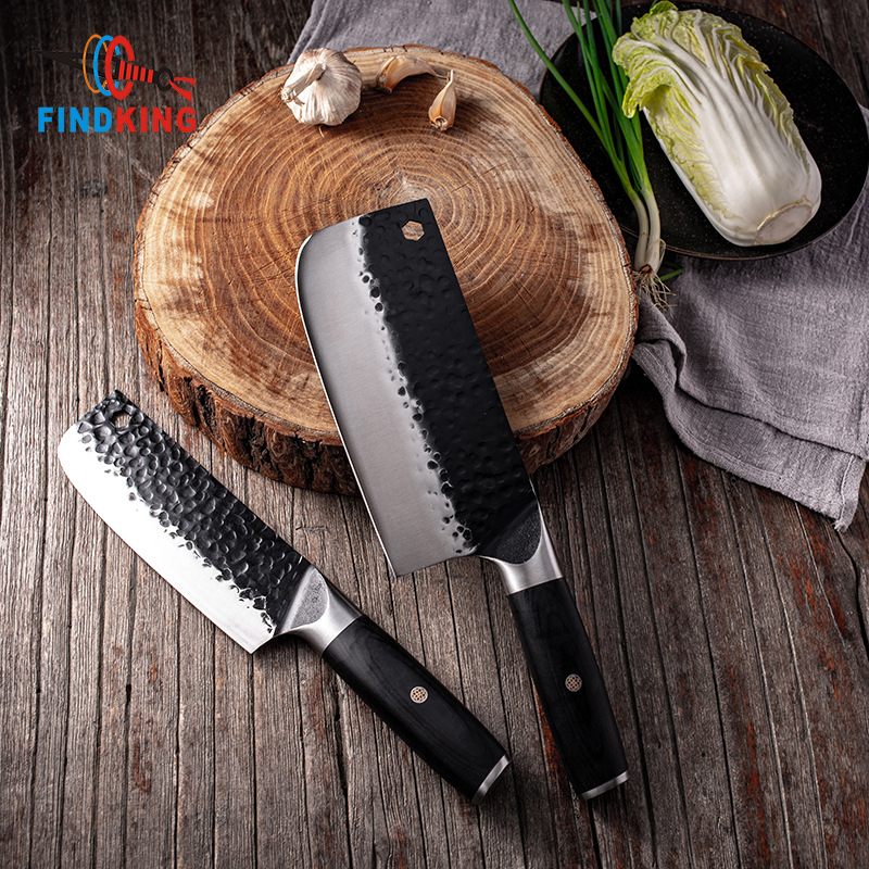 Newest Handmade 2 Pcs Butcher Knife Kitchen Cleaver High Carbon Clad Steel Slicing Knife For Chef Chopping Knife
