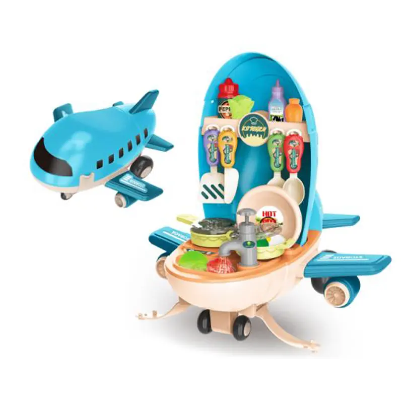 Küchen set Spielzeug Flugzeug Design Unterschied liches Thema Kinder Küchen spielzeug Set Zubehör Lebensmittel Stellen Sie sich Küchen spielzeug für Kinder vor