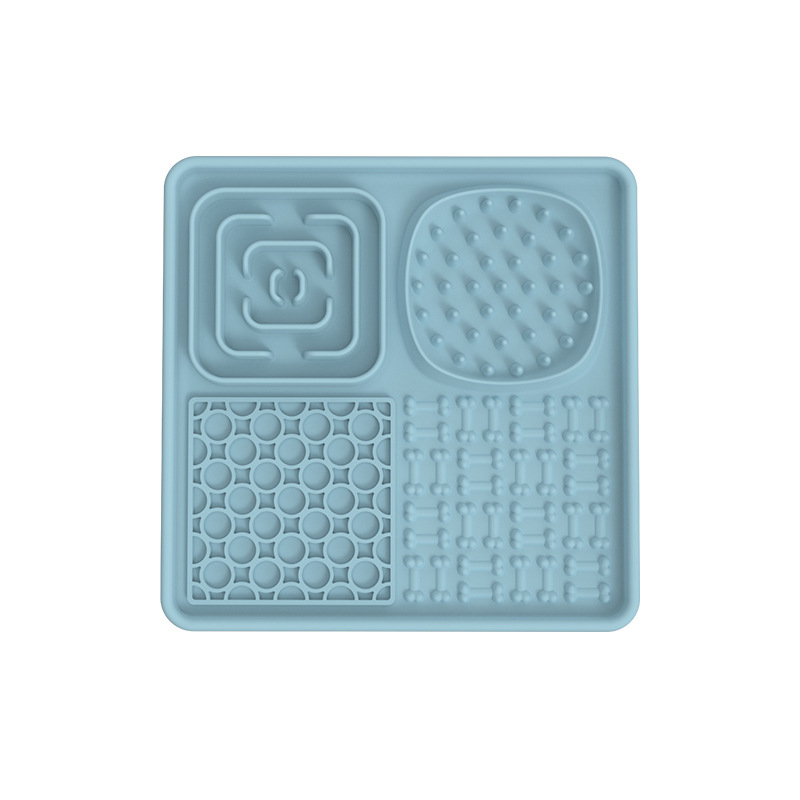 Tapis à lécher carré bleu)
