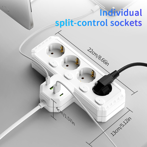 Enchufe de pared multifuncional europeo con interruptor independiente, enchufe estándar, cable de 2M, placa de enchufe USB de múltiples posiciones de 4 orificios y 2 puertos - Product Image 6