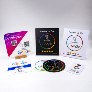 PVC Table Display Acrylic TAP Stand Plaque Five Sign Tags Karte NFC 5 Star Rfid QR <strong>Code</strong> 120X120mm Google Review Epoxy Sticker - Product Image 3