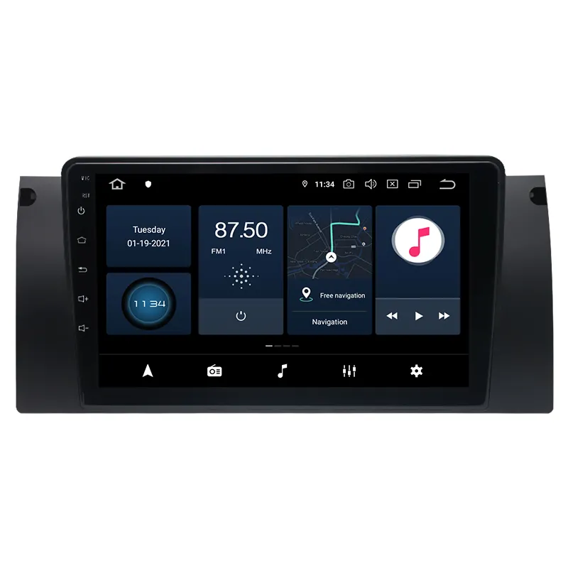 2 din Android autoradio Stereo lettore multimediale navigazione GPS 9 pollici BT FM Carplay USB Stereo per BMW E39 X5 E53