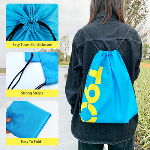 Custom LOGO Durable Outdoor Exercise Clothes Polyester Gym Draw <strong>String</strong> Bags <strong>Nylon</strong> Drawstring Backpack Bag - Product Image 5