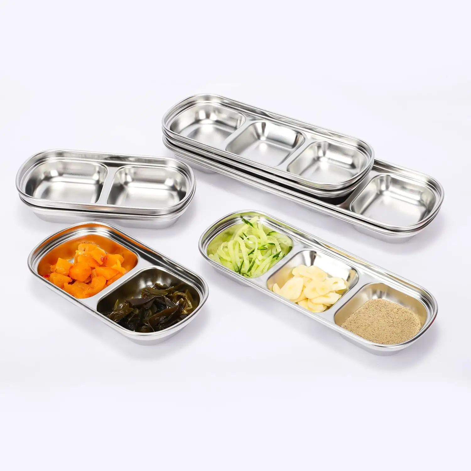 2024 New Hot Pot Sauce Dish Japanese And Korean Creative Condiment Dish Ceramic Tableware Stainless Steel Dinner Set