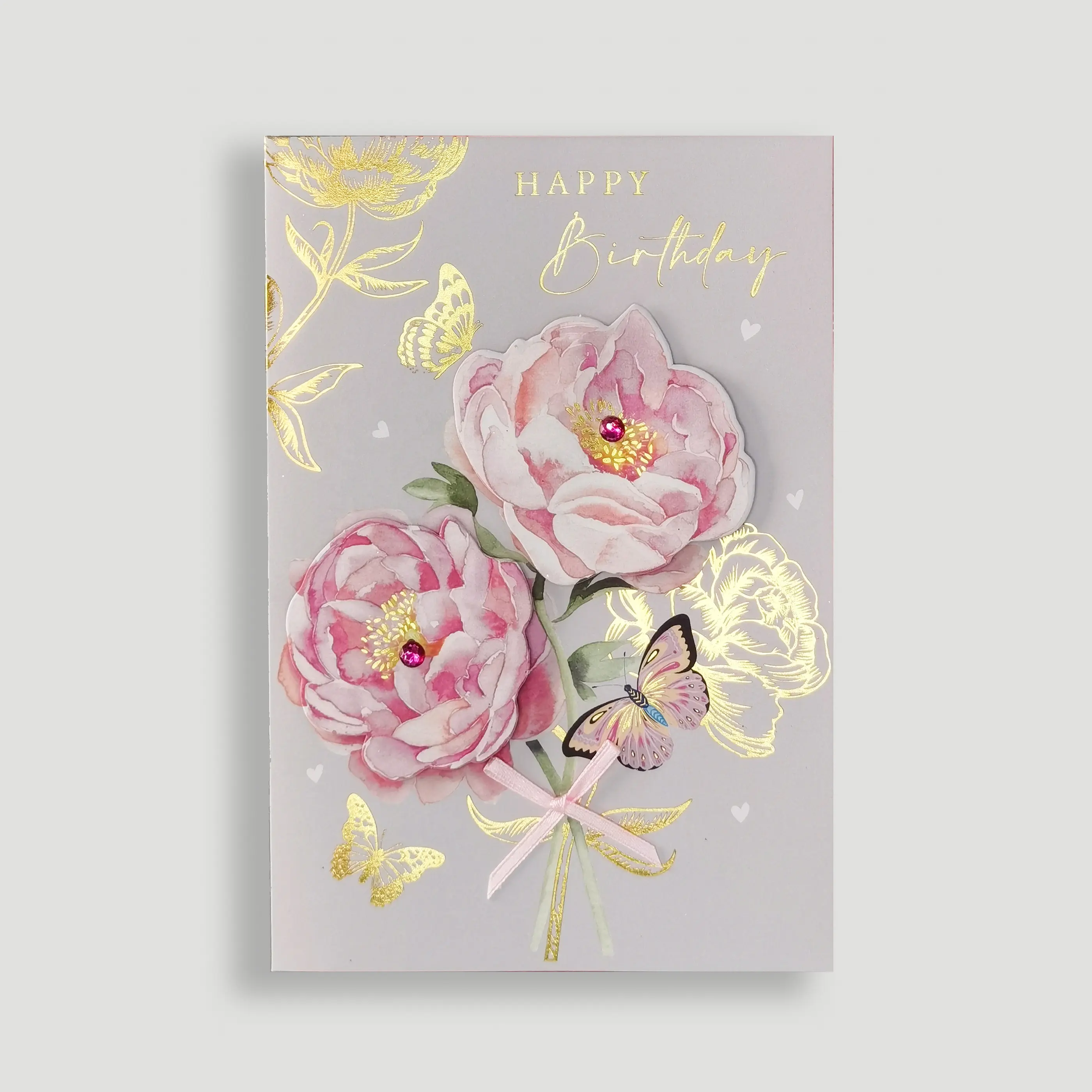 Grosir buatan tangan lapis timah bunga wanita kartu ulang tahun kosong mewah kustom kartu selamat ulang tahun dengan amplop