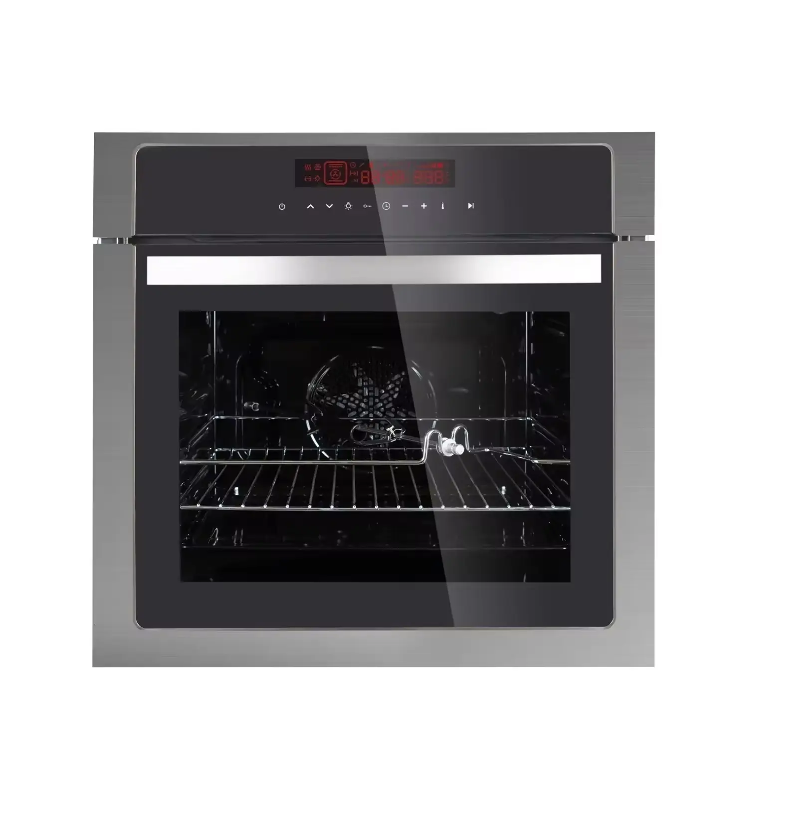 Hornos de horneado de color con temporizador de potencia de cristal negro de 60cm OEM disponibles a la venta para hacer pizza horno eléctrico integrado en horno de gas