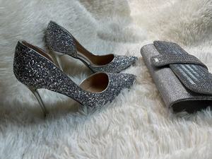 Giày Cưới Nigeria Và Túi Phù Hợp Với Xăng Đan Đính Đá Lấp Lánh Giày Cao Gót Cô Dâu Cho Nữ Bộ Giày Và Túi Xách Ý Nigeria - Product Image 4