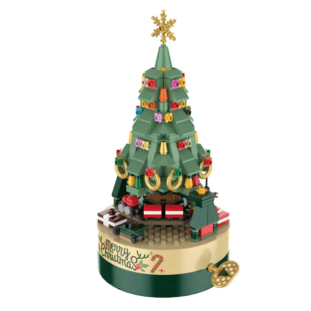 360pcs DIY construction building blocks assembled toy decorative Christmas tree music box puzzle bricks children's gift for Xmas