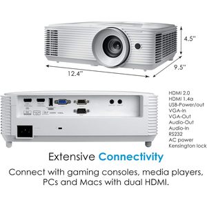 Optoma HD39HDRホームシアタープロジェクター高輝度HDR 4000ルーメン120Hzリフレッシュレート8.4ms応答時間120Hz簡単セットアップ