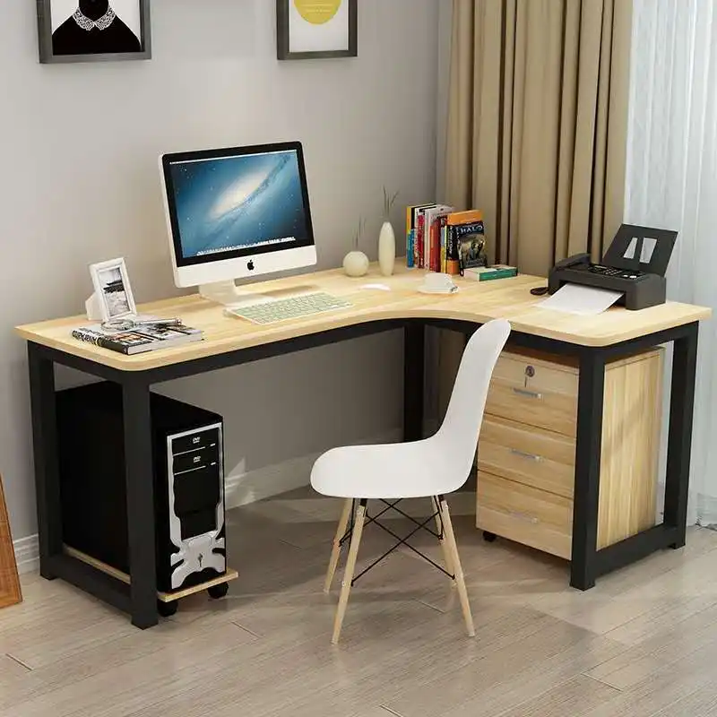 Escritorio de esquina de madera para oficina en casa, escritorio tipo L