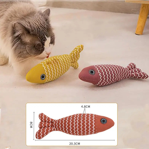 Juguete personalizado de hierba gatera para gatos, divertido pez de peluche, juguete interactivo para masticar gatitos de interior con relleno de lino suave, uso diario para perros - Product Image 4