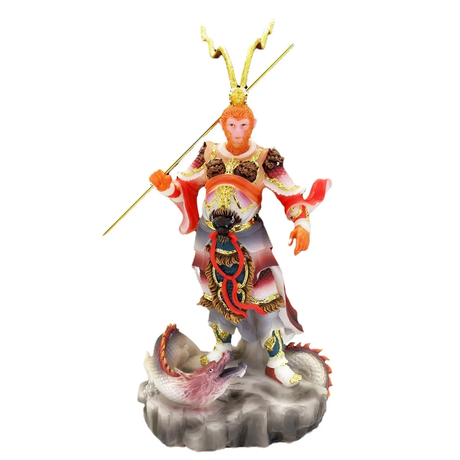 中国の戦いの聖なる仏モンキーキングウーコング家の装飾樹脂工芸品カラーペインティングSun Wukong Sculpture Statue