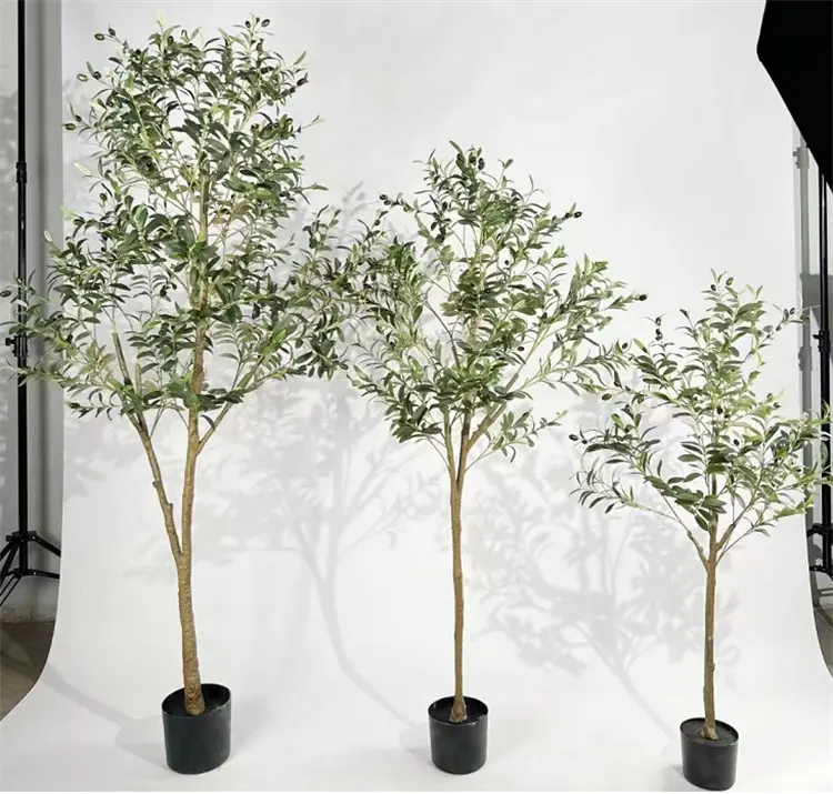 Plantas artificiales de plástico de imitación, olivos desmontables, plantas bonsái, plantas artificiales en maceta para decoración de exteriores