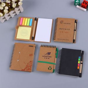 Venta al por mayor de Bloc de notas Kraft con bolígrafo logotipo personalizado notas adhesivas Eco papel Kraft cuaderno Mini cuaderno imprimir blocs de notas con bolígrafo - Product Image 3