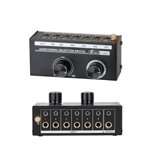 Directional Selection Switcher <strong>Audio</strong> Stereo Splitter Channel Selector Box 3.5 6.5mm 6 in <strong>1</strong> Out for Speaker - Product Image 1