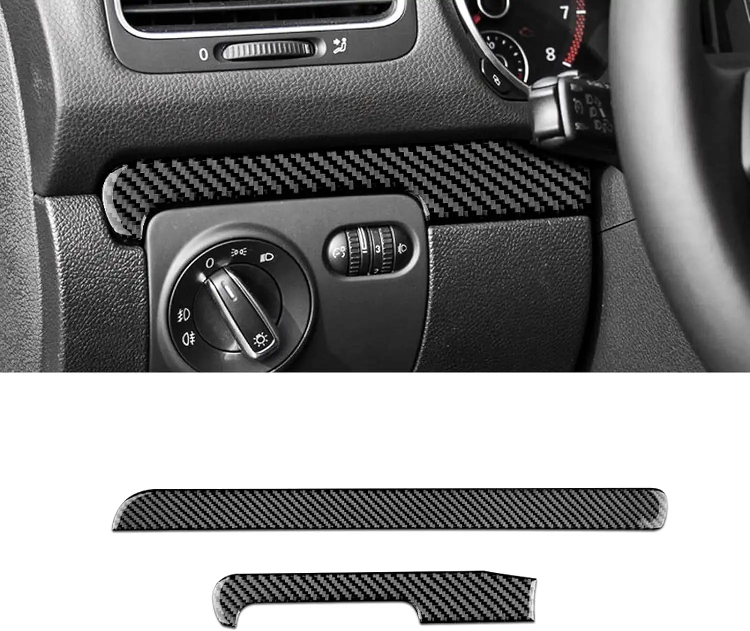 Autocollant pour console centrale de tableau de bord Garniture intérieure pour Volkswagen VW Golf 6 GTI MK6 2008-2013 Accessoires nouvelle fibre de carbone