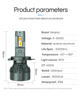 Xenplus hızlı teslimat T18 120w süper parlak H4 Led ışık far araç aydınlatma sistemi, H7 H11 Led farlar H4 Led ampuller işık - Product Image 6