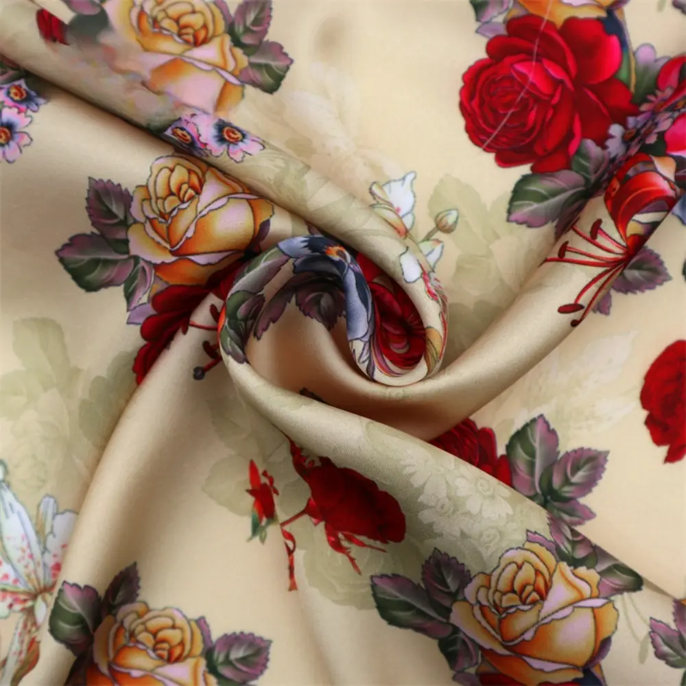 Шелковистые атласные цветы Kahn цифровая печать 100 полистский Шелковый атласный материал ткань для платья