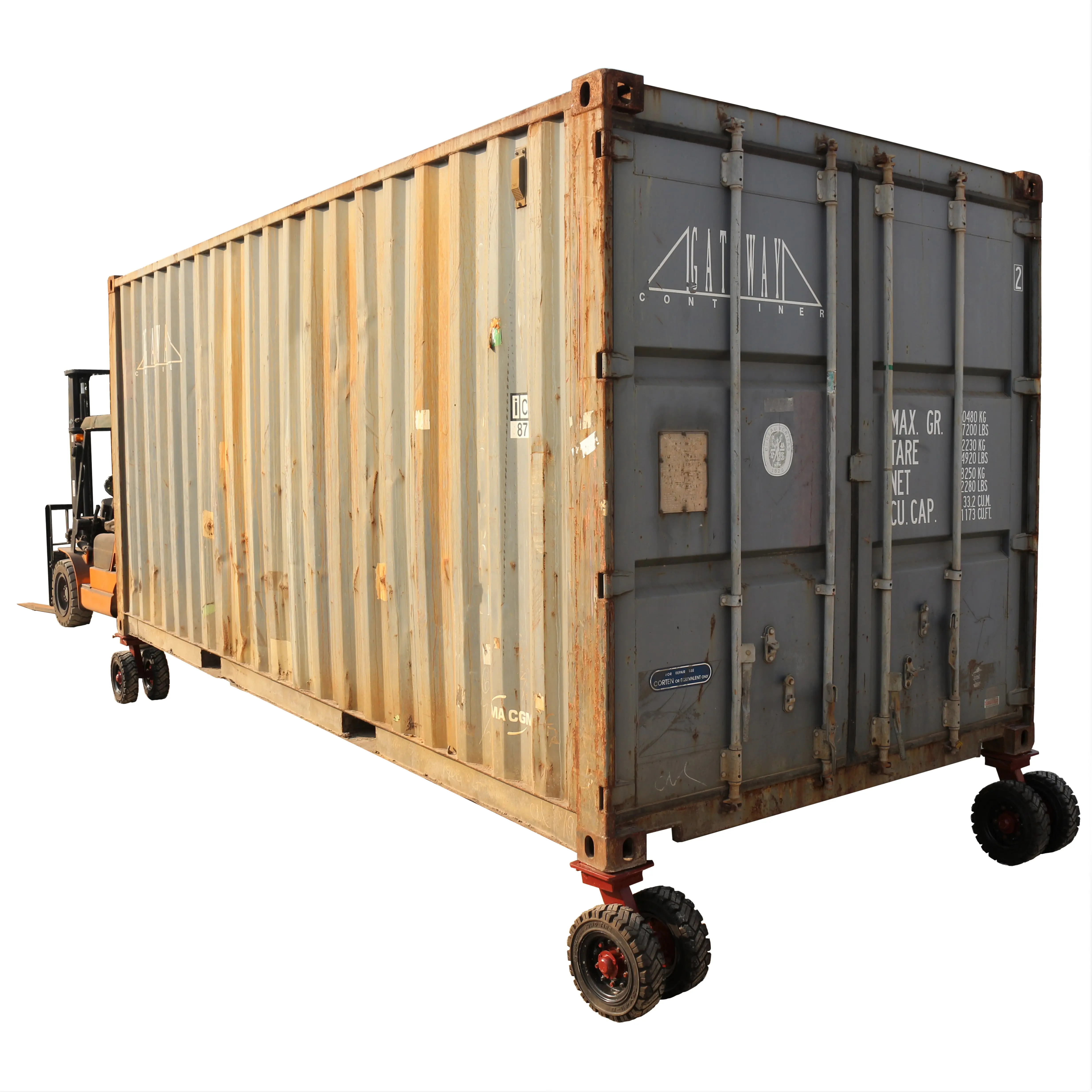 S-S ISO kargo konteyneri Castor tekerlekler kaba düzensiz zemin
