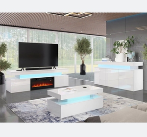 Trang chủ nhà hiện đại lớn màu Trắng & Đen TV đứng và Bàn cà phê phòng khách đồ nội thất Set - Product Image 5