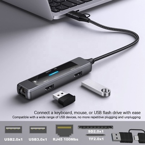 OEM Hot Sale Type-C/<strong>USB</strong> Expansion Dock Rj45 Network Port 100Mbs TF/SD USB3.0/2.0 5-In-1 OTG Adapter. - Product Image 2