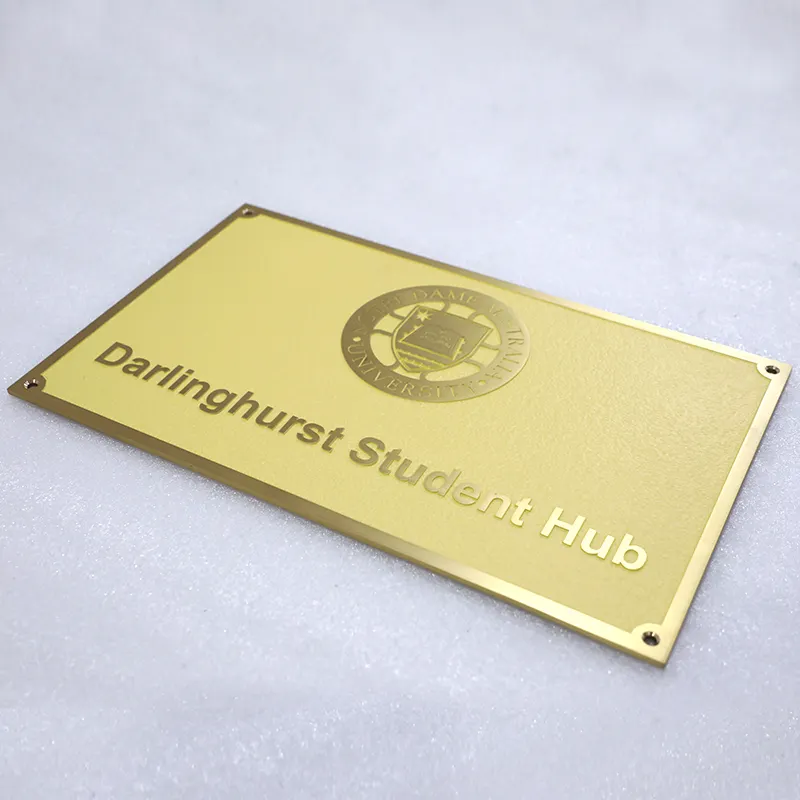 Custom Brass Business Logo Engrave Metal Plaque With engraving pattern for inside and outside decoration
