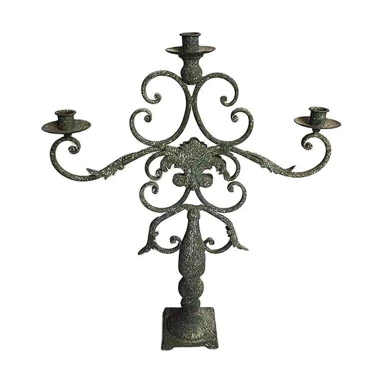 Candelabros de hierro de estilo barroco, centros de mesa, candelabros de Metal hechos a mano, decorativos para decoración del hogar