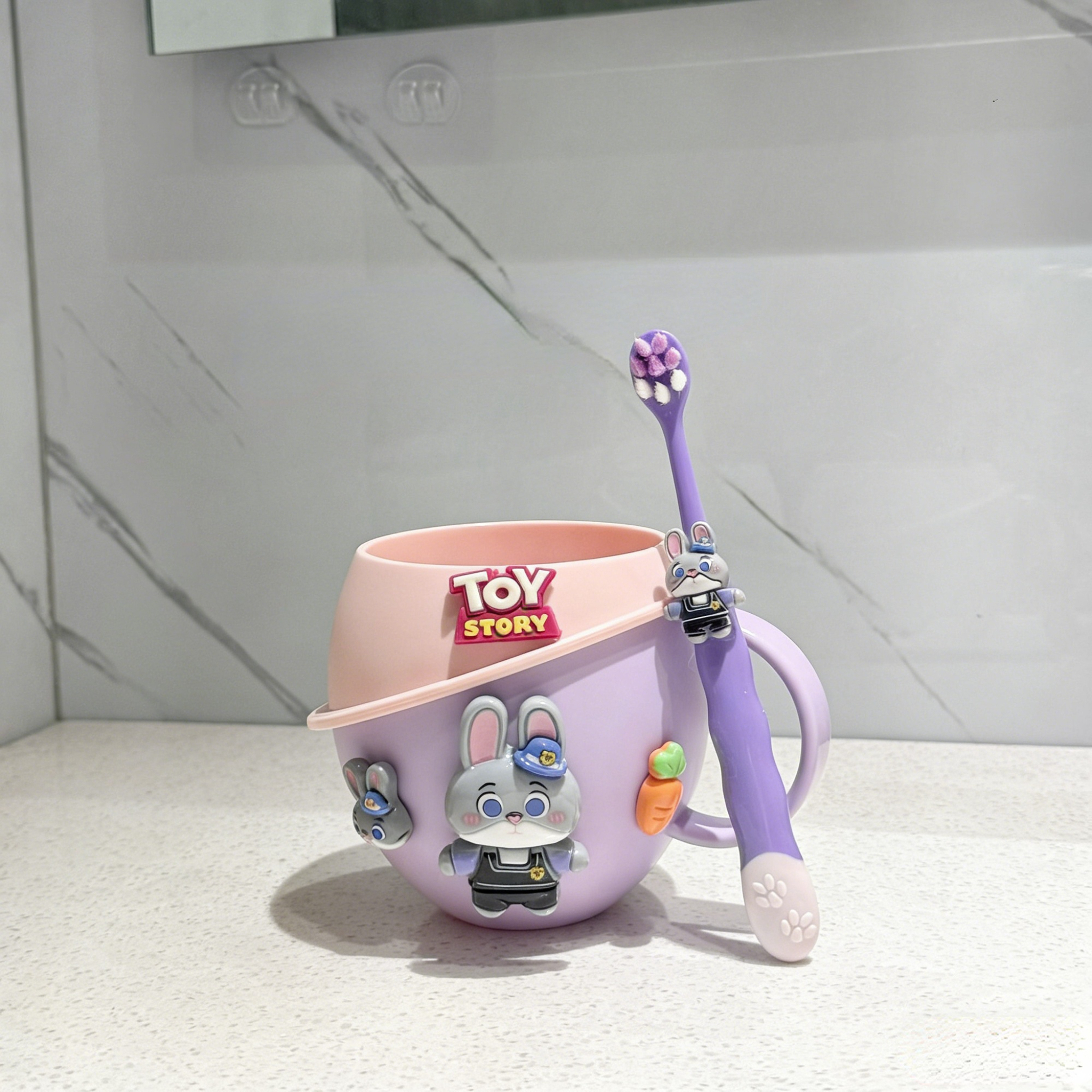 Purple Cup Bunny + Toothbrush
