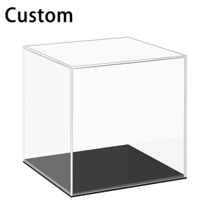 Custom Clear Acrylic <strong>Display</strong> Case With Black Base Countertop Box <strong>Cube</strong> Organizer Stand Riser Dustproof Protection Showcase - Product Image 4