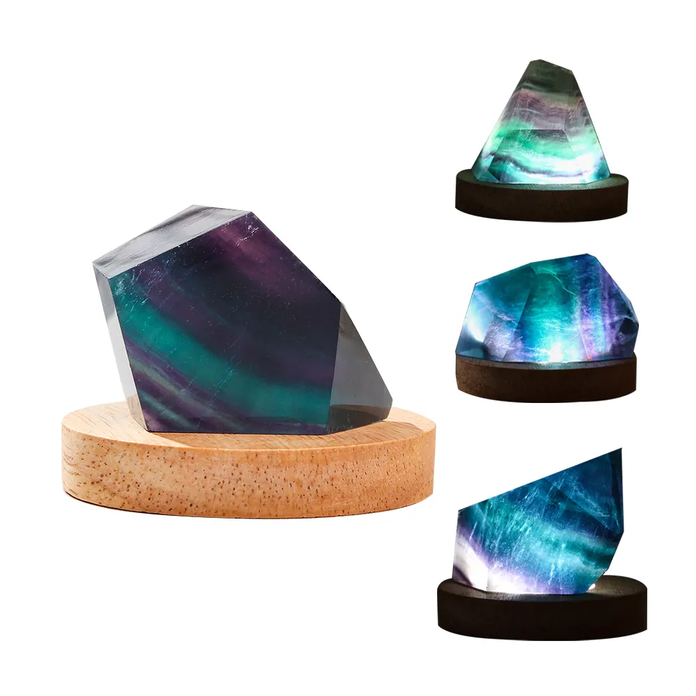 Arcobaleno fluorite geometria irregolare cristallo luce notturna lampada di cristallo cristalli pietre curative