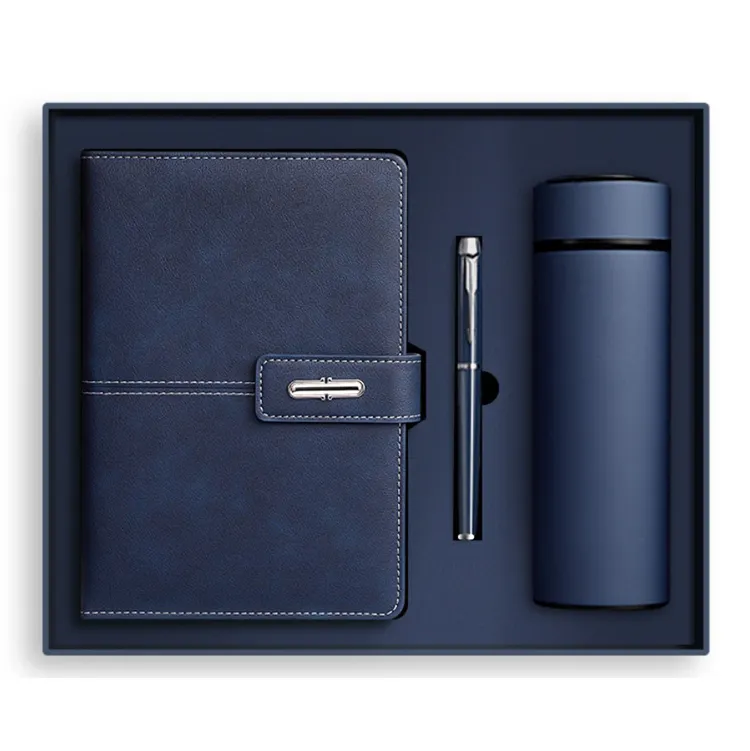 Wholesale Custom Logo Office Business Anniversary Gift Promotional Vaccum Bottle Pen Notebook Corporate Luxury Gift Set