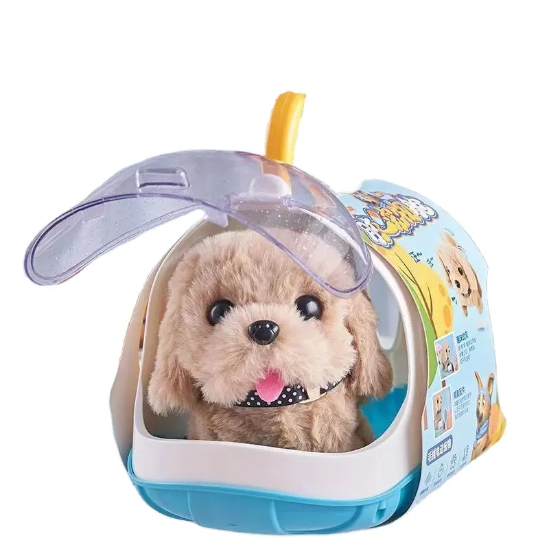 2024 Cão de brinquedo elétrico infantil de simulação com cinto de pelúcia, robô inteligente que cante e ande, cão de brinquedo popular de vendas imperdível